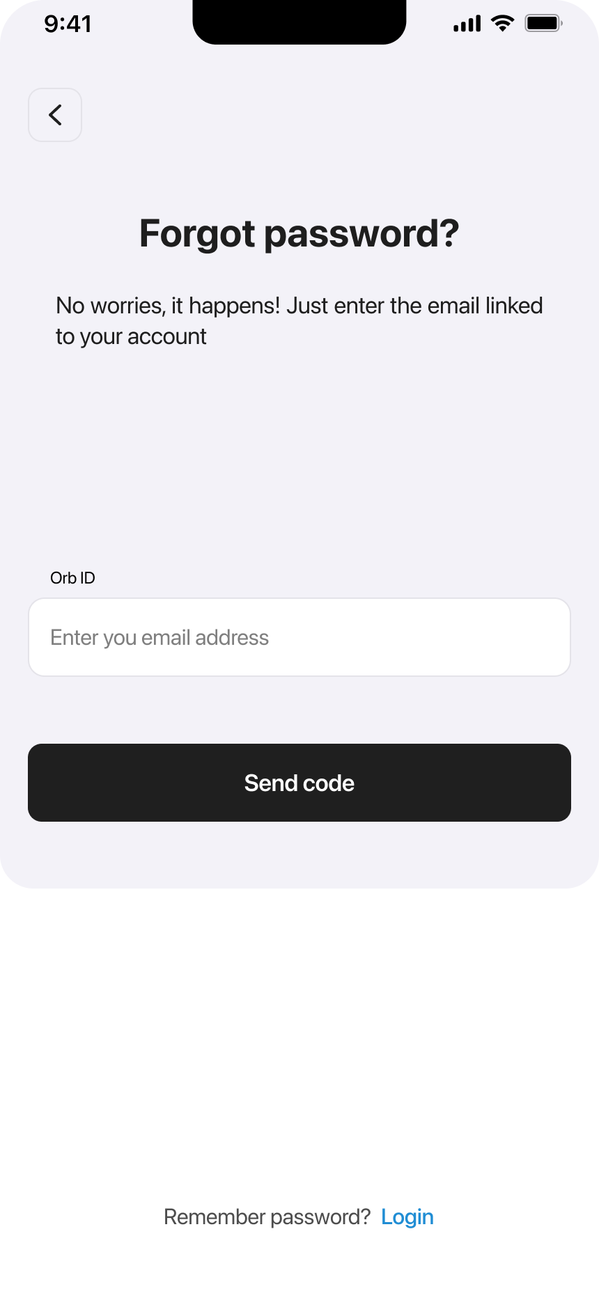 Forgot Password Screen