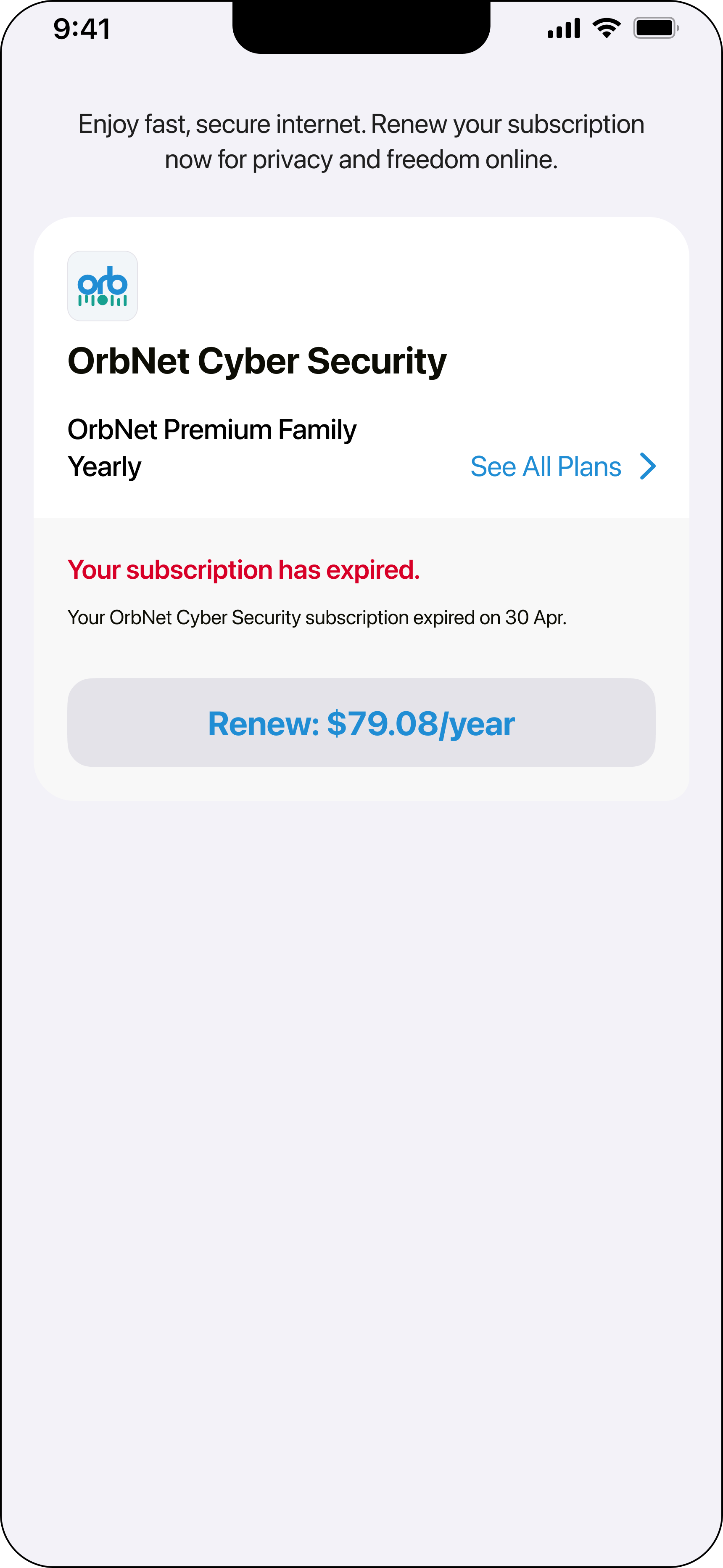 Subscription Renewal Page