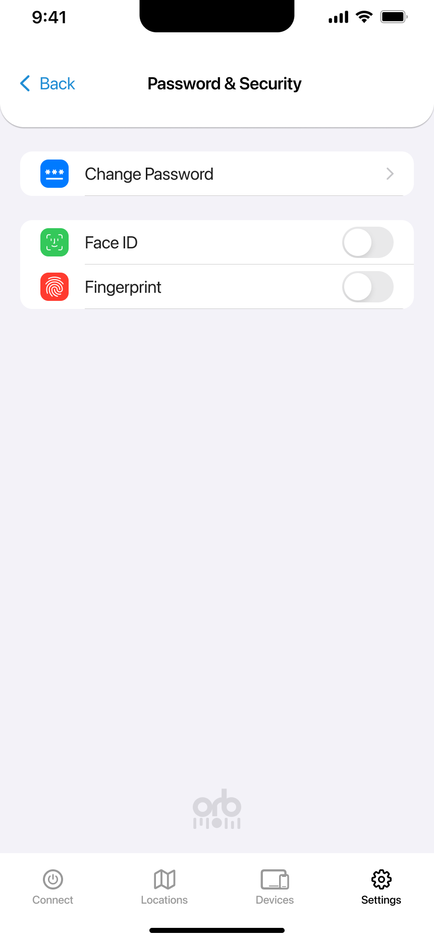 Password & Security Section